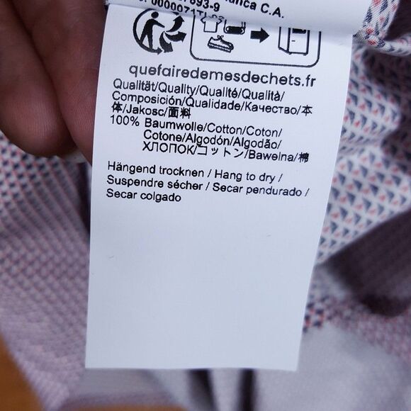 HUGO BOSS Shirt Mens 15 38 Red White Geo Print Button Up Slim Fit KOEY $128 - Picture 6 of 10